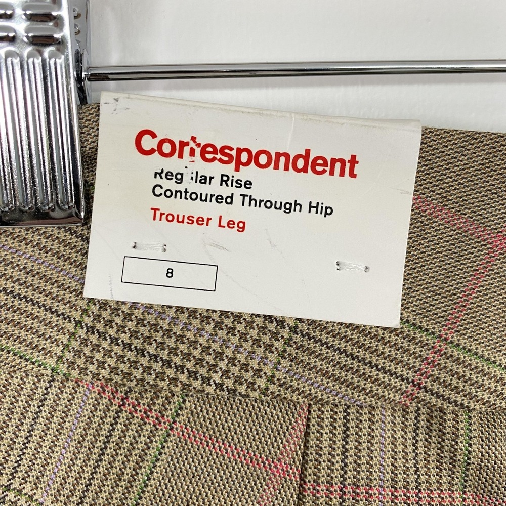 NWT Express Pants Womens 8 Tan Plaid Correspondent Stretch Dress Trouser Office - Picture 7 of 16